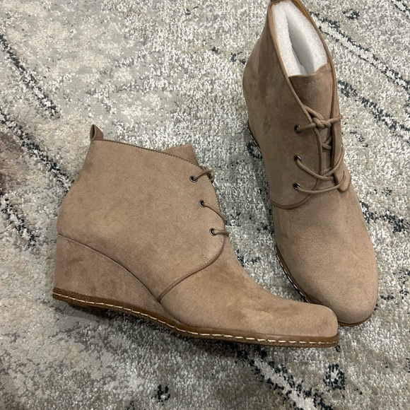 Tan Suede Lace-Up Boots - Picture 2 of 5